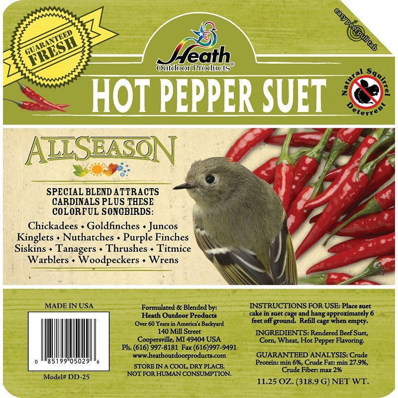 Heath DD-25 Suet Cake, All-Season, Hot Pepper, 11.25 oz (Pack of 12)