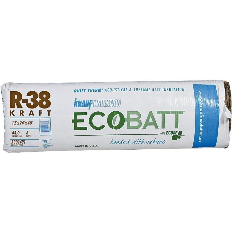 Knauf Insulation B19E R38K Insulation, 48 in L, 24 in W, R38 R-Value, Fiberglass, Natural Brown