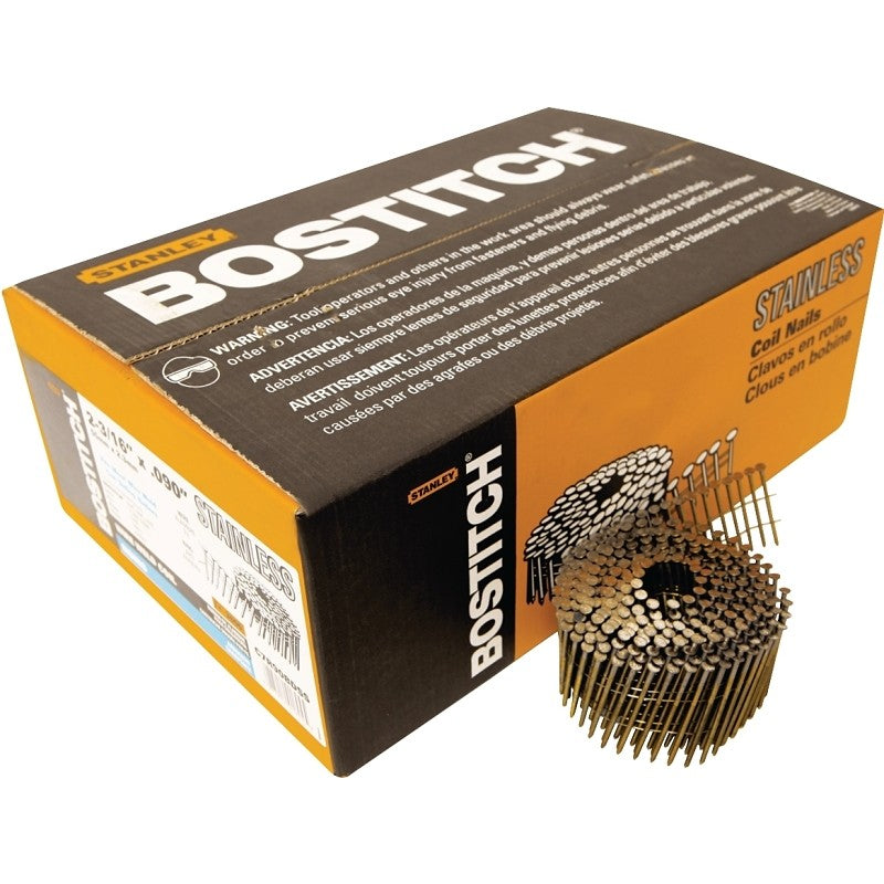Bostitch C7R90BDSS Series Siding Nail, Wire Weld Collation, 2-3/16 in L, Stainless Steel, Ring Shank, 3600/PK