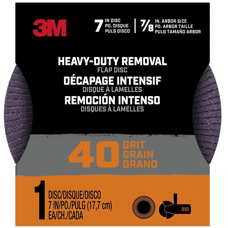 3M Hookit 27420 Flap Grinding Disc, 7 in Dia, 40 Grit, 8-Hole