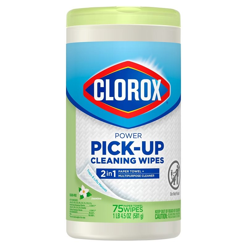 Clorox 32579 Multi-Purpose Towel Wipes, 4-1/4 in L, 4-1/4 in W, Jasmine, Paper