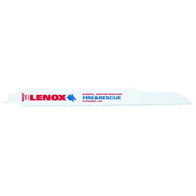 Lenox 20597960R Reciprocating Saw Blade, 1 in W, 9 in L, 10 TPI, Bi-Metal Cutting Edge