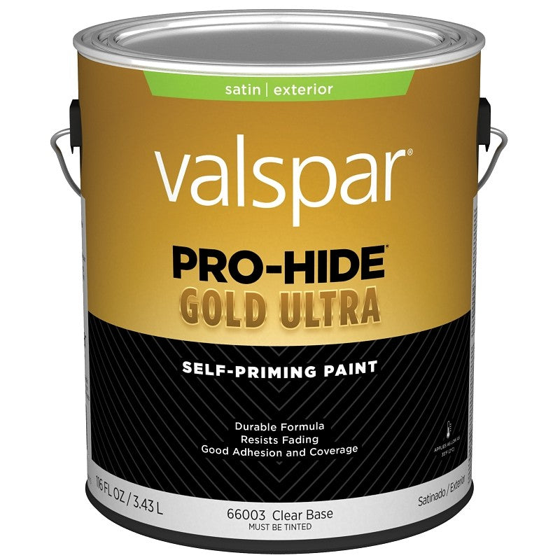 Valspar Pro-Hide Gold Ultra 6600 028.0066003.007 Latex Paint, Acrylic Base, Satin Sheen, Clear Base, 1 gal (Pack of 4)