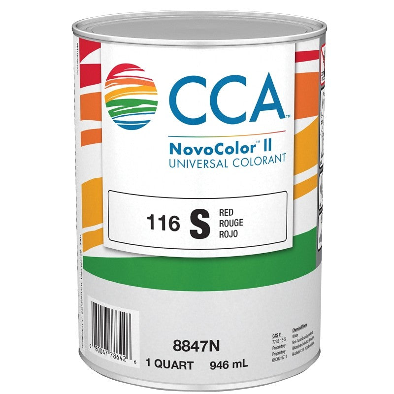 CCA NovoColor II Series 076.008847N.005 Universal Colorant, Fast Red, Liquid, 1 qt