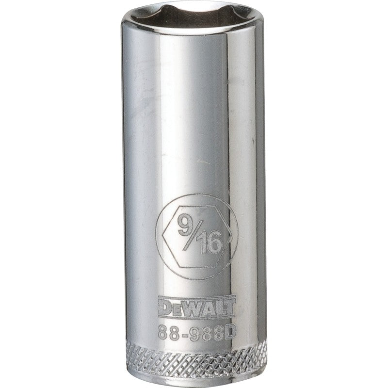 DEWALT DWMT88988OSP Drive Socket, 9/16 in Socket, 3/8 in Drive, 6-Point, Vanadium Steel, Polished Chrome