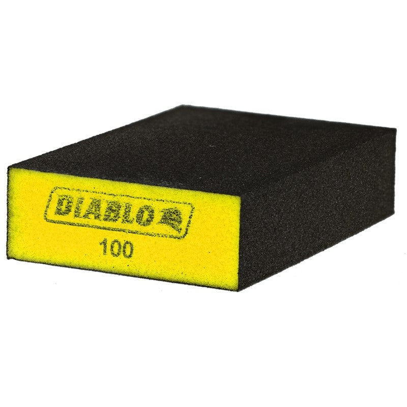 Diablo DFBLBLOFIN04G Sanding Sponge, Black/Yellow, 5 in L, 3 in W, Fine, Aluminum Oxide Abrasive, 4/PK
