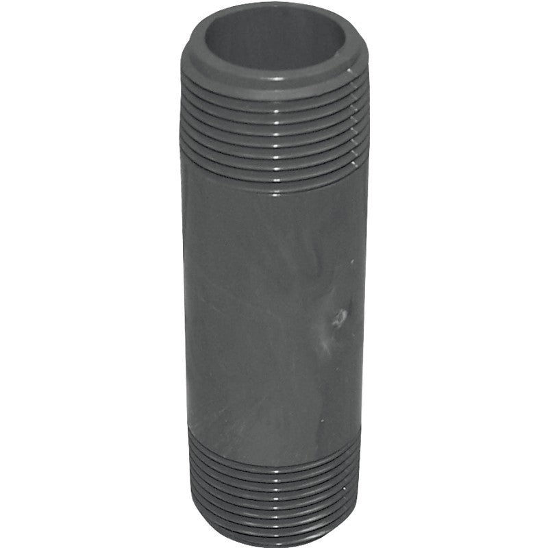 Genova 300 Series P-12-4 Pipe Nipple, 1/2 in, MIP, PVC, Gray, SCH 80 Schedule, 4 in L