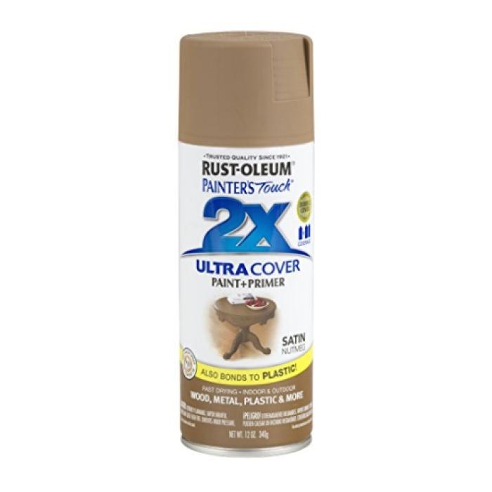 Rust-Oleum Painter's Touch 2X Ultra Cover 334076 Spray Paint, Satin, Nutmeg, 12 oz, Aerosol Can
