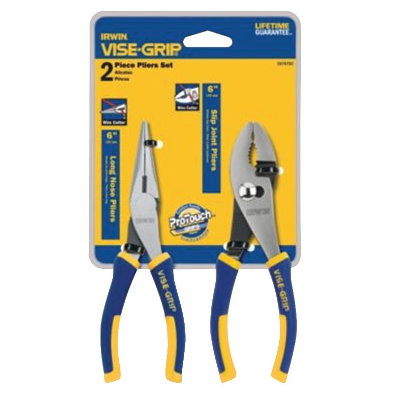 Irwin 2078702 Plier Set, Includes: (1) 6 in Slip Joint Pliers and (1) 6 in Traditional Pliers, Nickel Chromium Steel