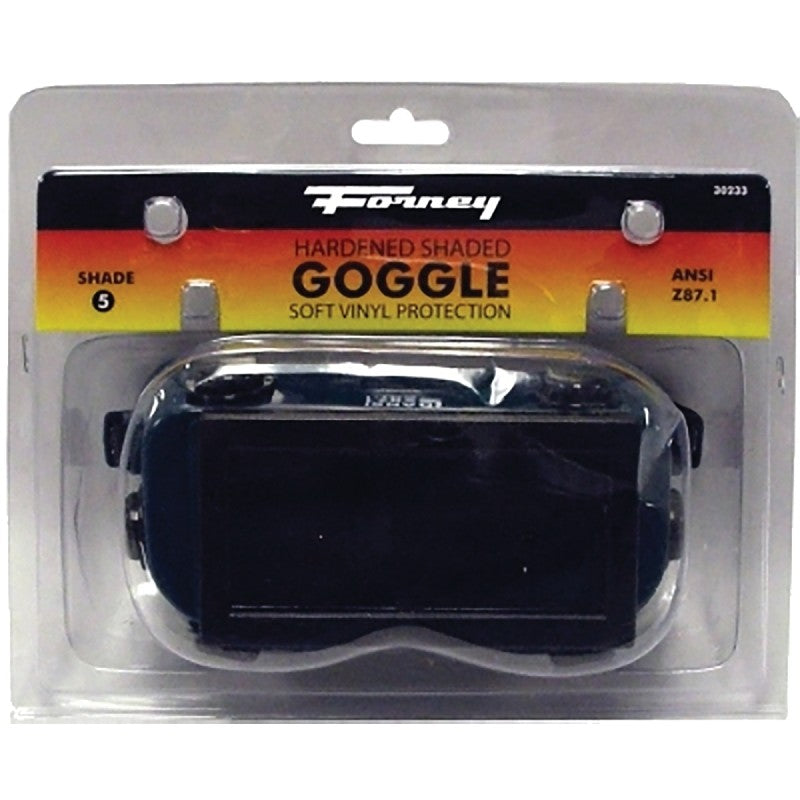 Forney 55301 Welding Goggles, 4-1/4 in L x 2 in W Lens, Glass Lens, Clear Lens, Plastic Frame, #5 Lens