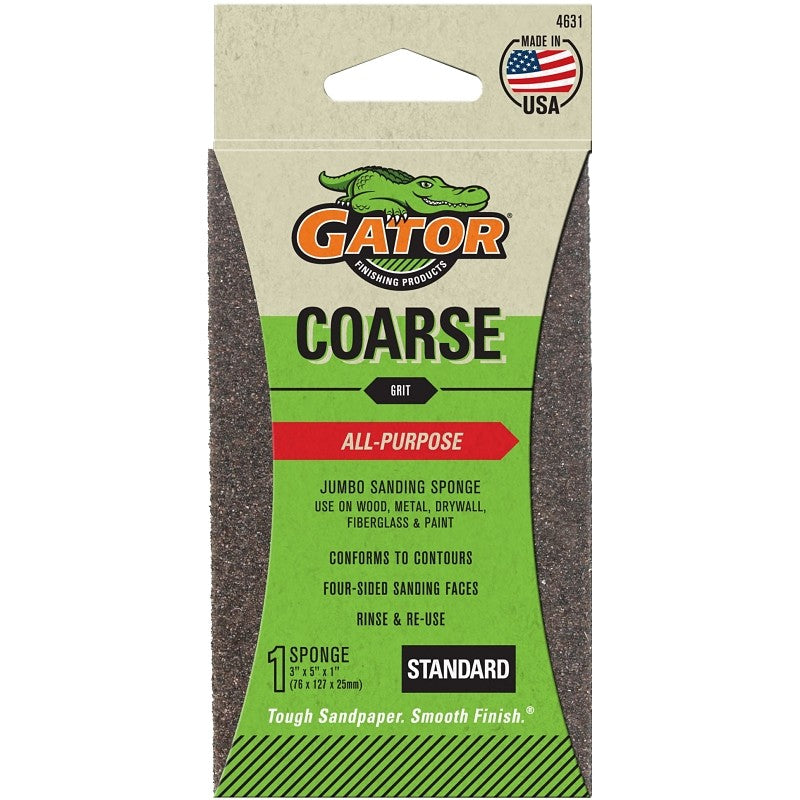 Gator 4631 Premium Sanding Sponge, 3 in L, 5 in W, 60 Grit, Coarse, Aluminum Oxide Abrasive