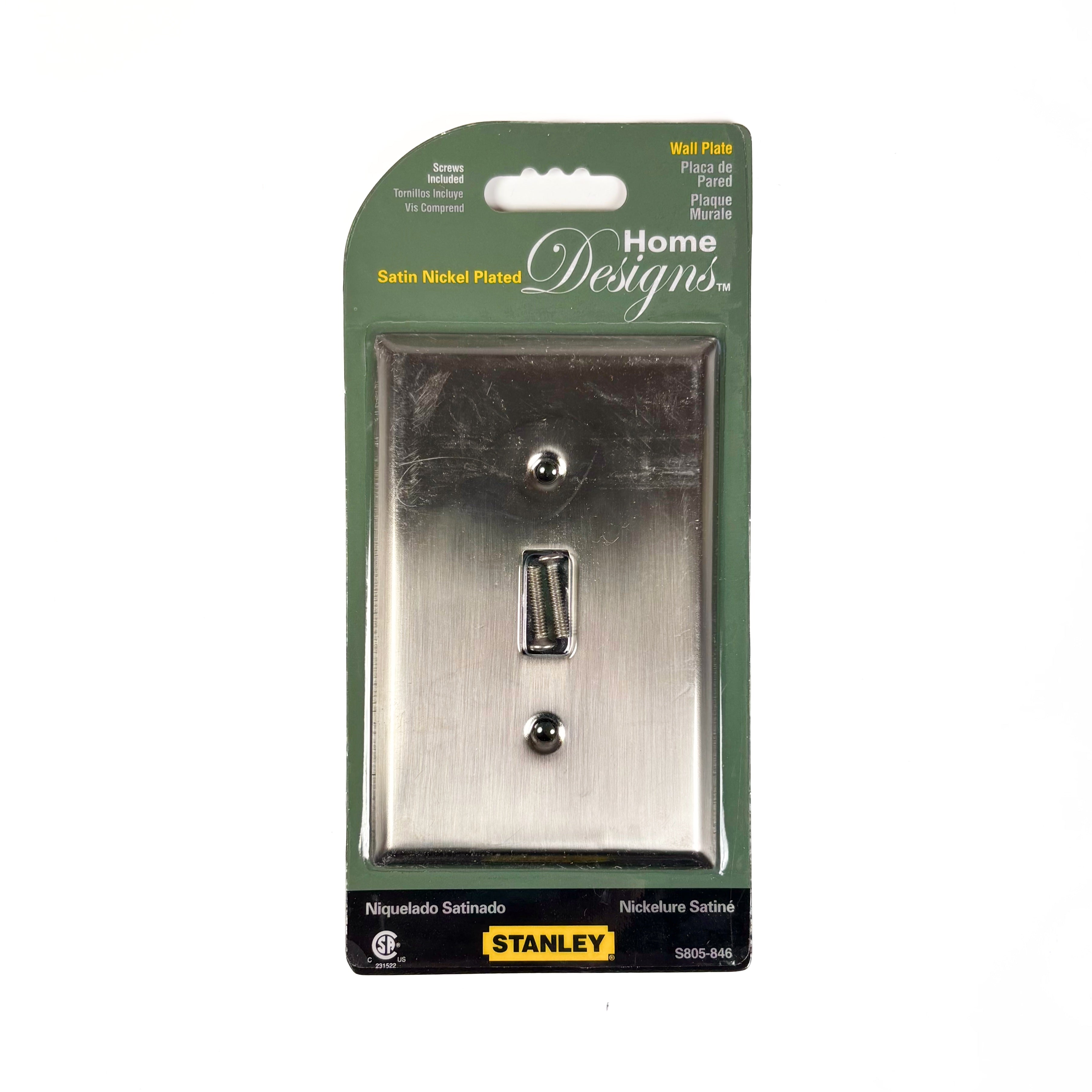 Basic Single Switch Wall Plate Satin Nickel Plated Finish