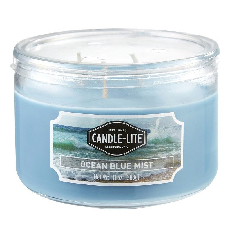 Candle-Lite 1879128 Scented Candle with Acetate Lid, 10 oz, Ocean Blue Mist, 40 hr, Blue (Pack of 4)