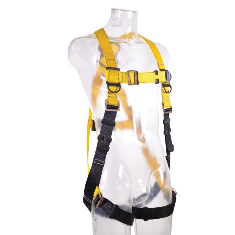 Guardian Fall Protection 37006 Full Body Harness, XL/2XL, 130 to 420 lb, Black/Yellow