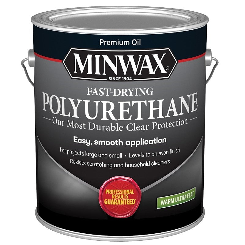 Minwax Fast-Drying 319030000 Polyurethane Wood Finish, Warm Ultra-Flat, Liquid, Clear, 1 gal (Pack of 2)