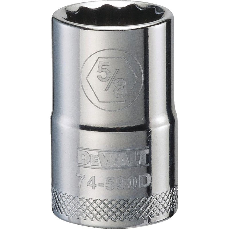 DEWALT DWMT74590OSP Drive Socket, 5/8 in Socket, 1/2 in Drive, 12-Point, Steel, Polished Chrome Vanadium