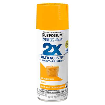 Rust-Oleum Painter's Touch 2X Ultra Cover 334054 Spray Paint, Gloss, Golden Sunset, 12 oz, Aerosol Can