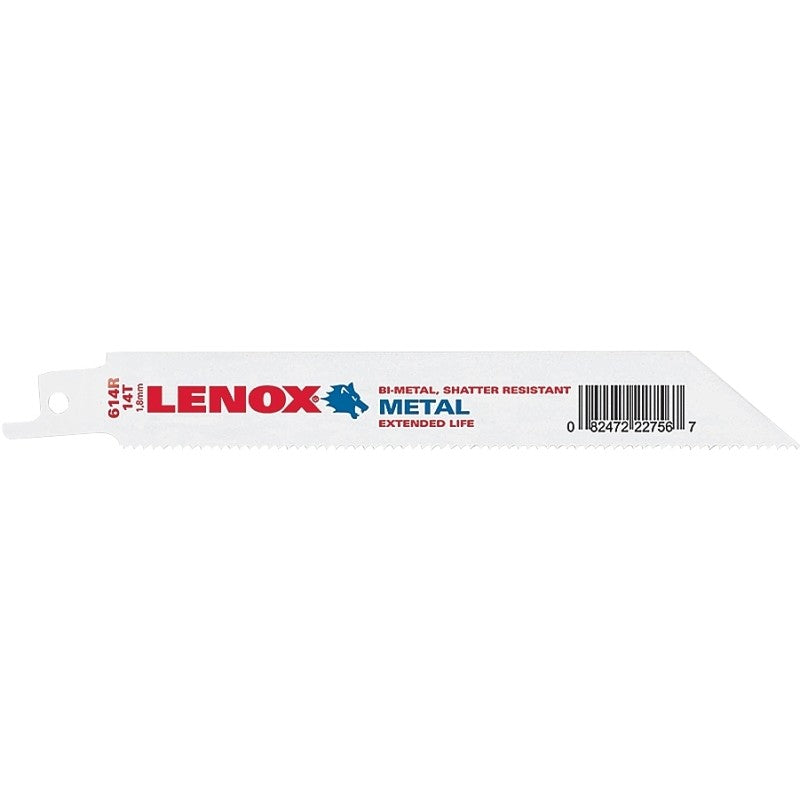 Lenox 22756OSB614R Reciprocating Saw Blade, 3/4 in W, 6 in L, 14 TPI, Steel Cutting Edge (Pack of 50)