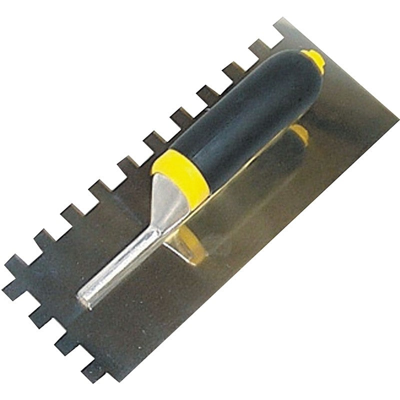 M-D 49038 Tile Installation Trowel, 12 in L, 4-1/2 in W, Square Notch, Comfort Grip Handle