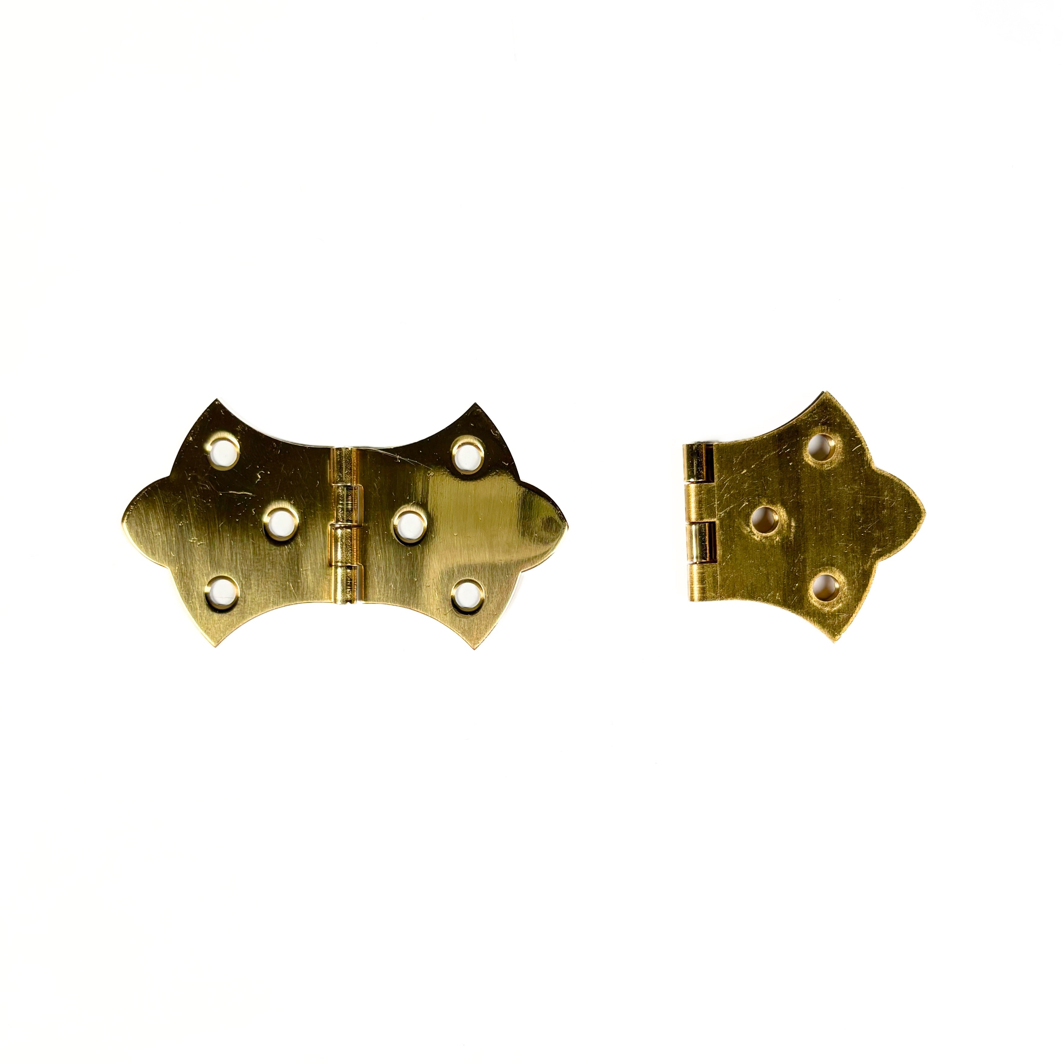 Decorative Cabinet Hinges 1-11/16 By 3-1/16 Inch Bright Solid Brass 2 Pack