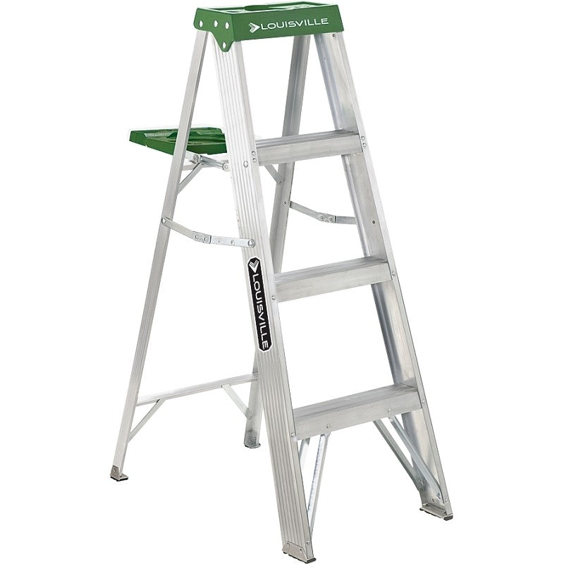 Louisville AS4004 Step Ladder, 102 in Max Reach H, 3-Step, 225 lb, Type II Duty Rating, 3 in D Step, Aluminum