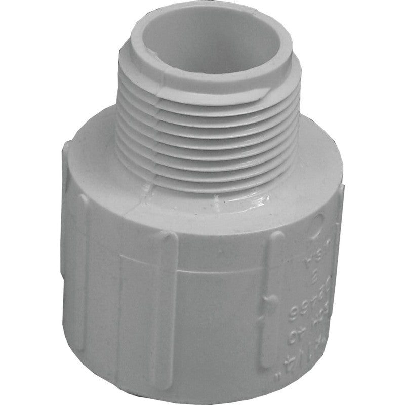 IPEX 435618 Pipe Adapter, 1-1/4 x 1 in, Slip x MPT, PVC, White, SCH 40 Schedule, 370 psi Pressure
