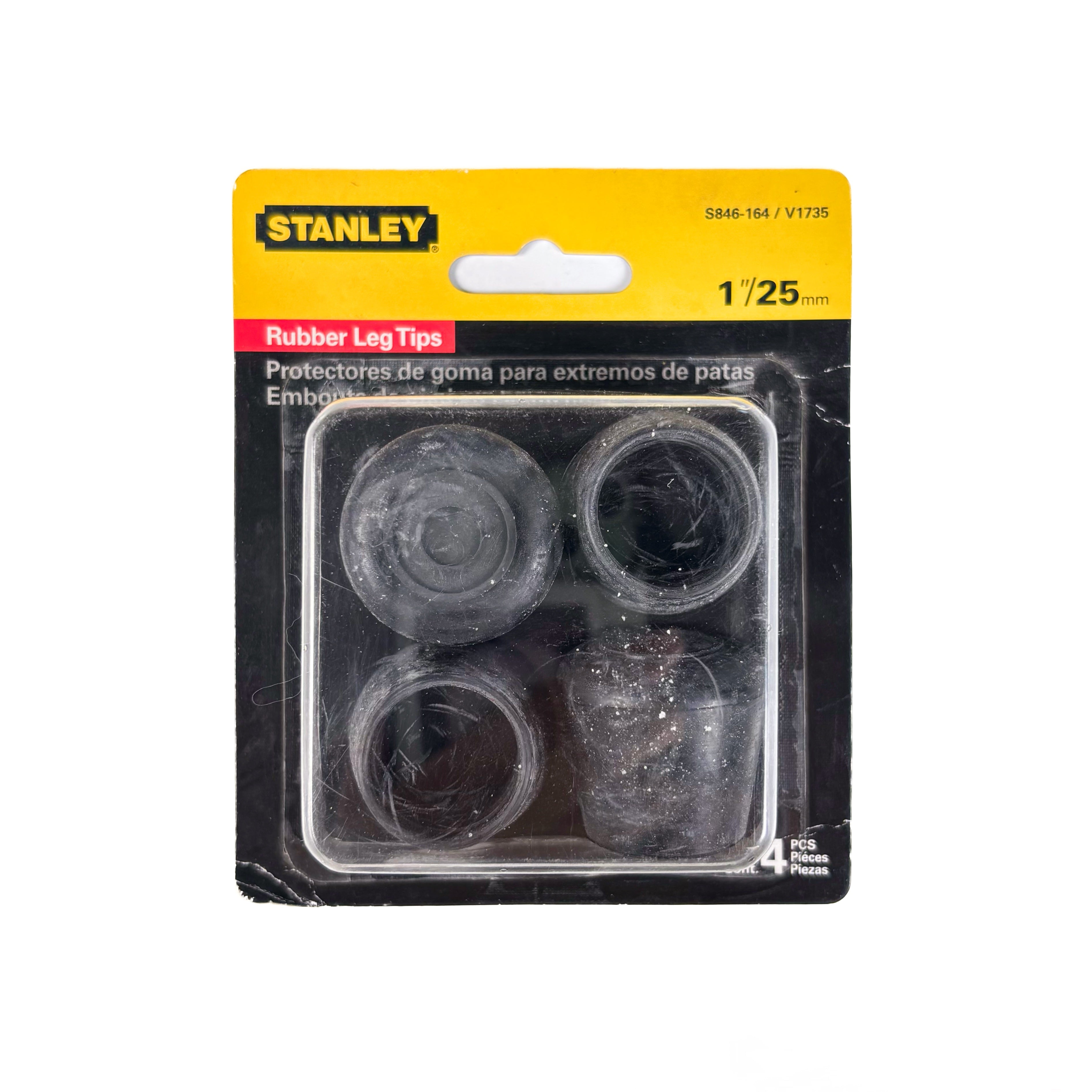 Leg Tips 1 Inch Black Rubber 4 Pack