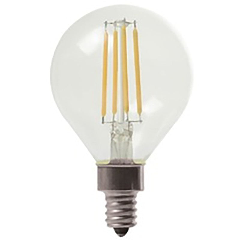 GE Industrial Solutions 24547 LED Bulb, Globe, G16 Lamp, 60 W Equivalent, E12 Lamp Base, Dimmable, Clear