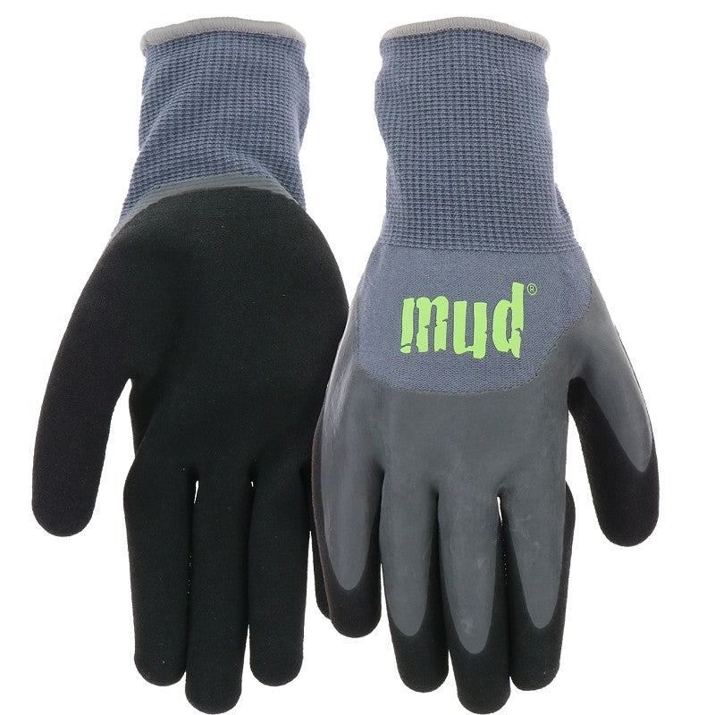 Mud MD32011G-ML Gloves, Men's, M/L, 4.2 in L, Knit Wrist, Seamless Cuff, Latex Coating, Bamboo Fiber Glove, Gray