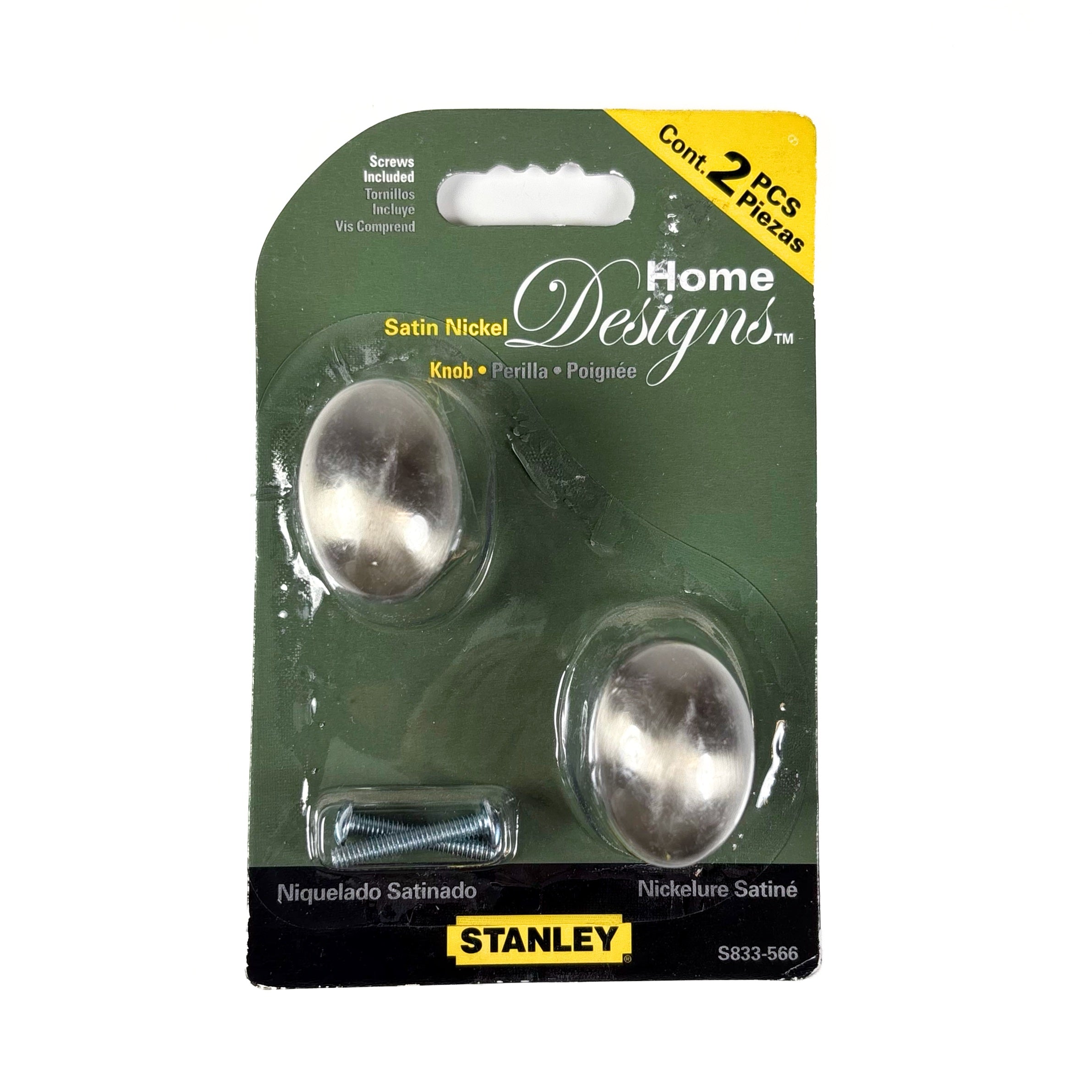 Egg Shaped Oval Knobs 1-11/32 Inch Satin Nickel 2 Pack (POS)