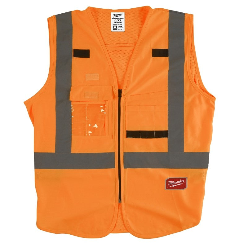 Milwaukee 48-73-5033 Safety Vest, 2XL, 3XL, Unisex, Fits to Chest Size: 46 to 50 in, Polyester, High-Visibility Orange