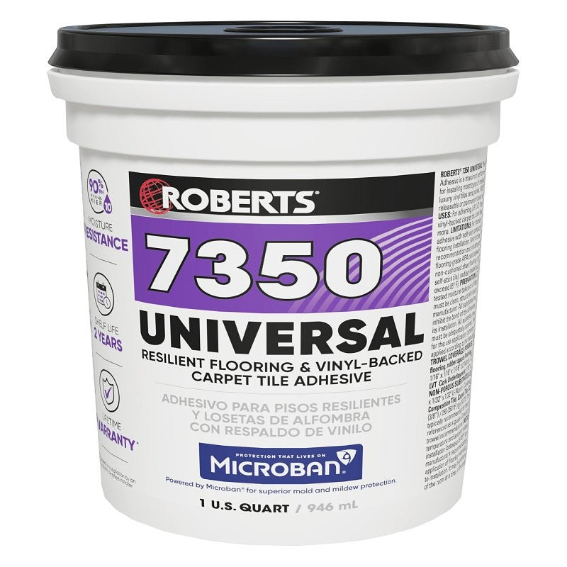 Roberts 7350-0 Universal Floor Adhesive, Paste, Off White, 1 qt Pail (Pack of 6)