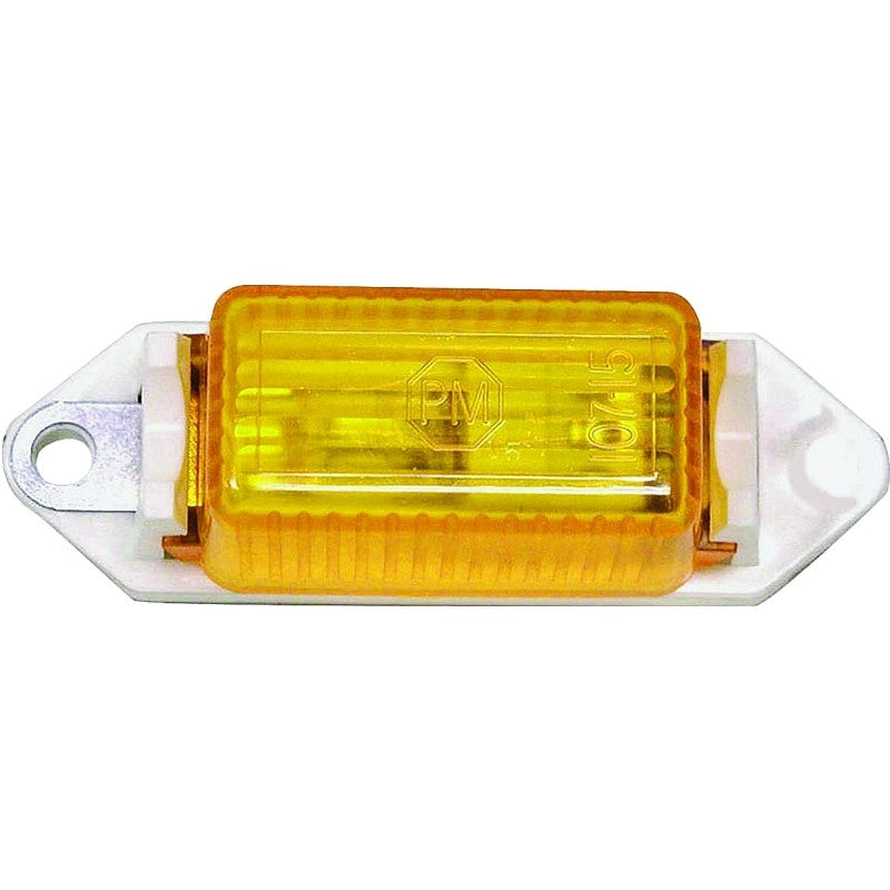 PM V107WA Marker Light, Rectangular, 3.18 in W, 1 in H, 12 V, Incandescent Lamp, Amber Lens, Screw