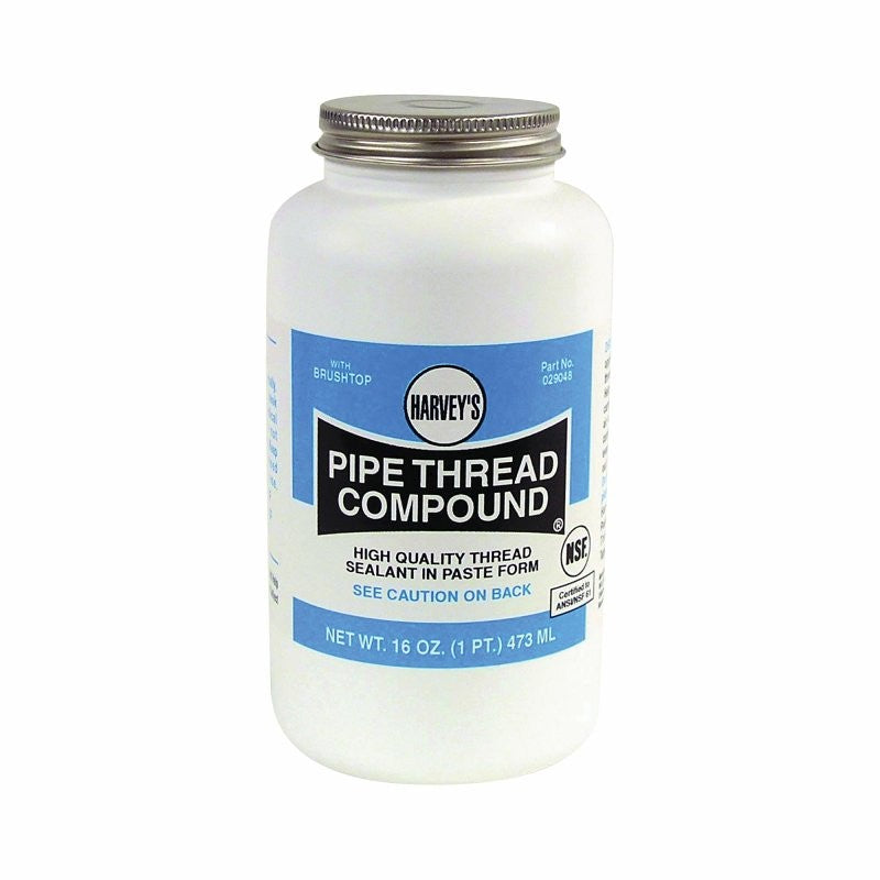 Harvey 29048 Pipe Thread Compound, 16 fl-oz Jar, Thick Paste, Gray