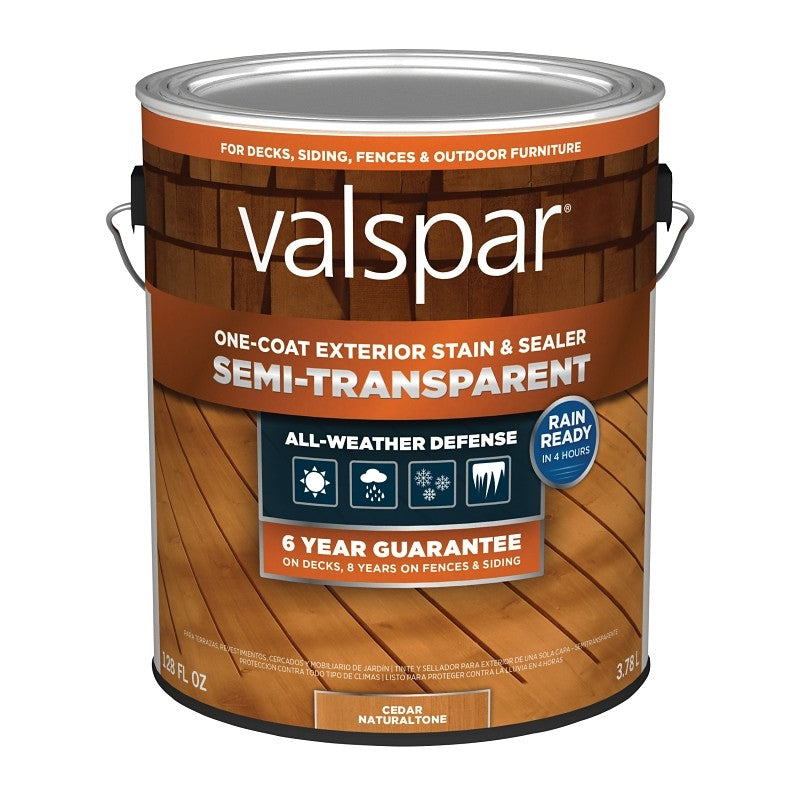 Valspar VL1028083-16 Stain and Sealer, Semi-Transparent, Cedar Natural, Liquid, 1 gal (Pack of 4)