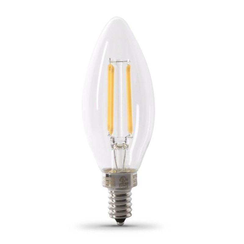 Feit Electric CTC40/927CA/FIL/6 LED Bulb, 300 Lumens, 3.3 W, B10 Lamp, 40 W Equivalent, E12 Lamp Base, Clear, 6/PK