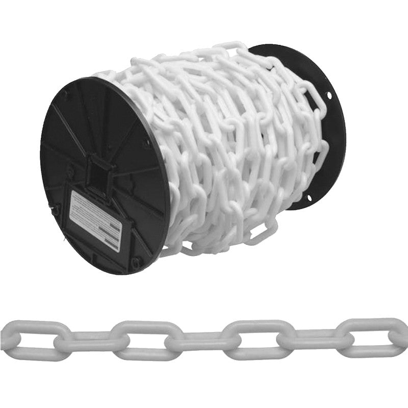 Campbell 099-0847 Decorator Chain, White, 1/2 in W Inside Link, #8, 60 ft L, Plastic