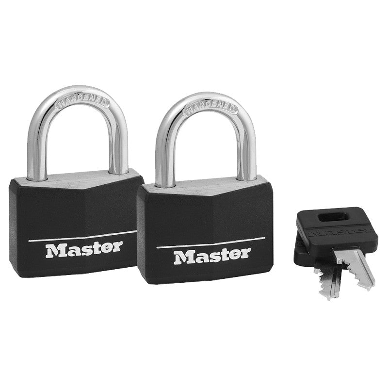 Master Lock 141T Padlock, Keyed Alike Key, 1/4 in Dia Shackle, Steel Shackle, Brass Body, 1-9/16 in W Body