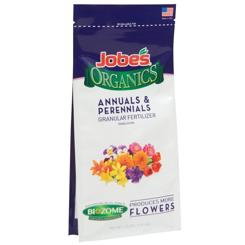 Jobes 09627 Annual/Perennials Organic Fertilizer, 4 lb, Granular, 3-5-4 N-P-K Ratio