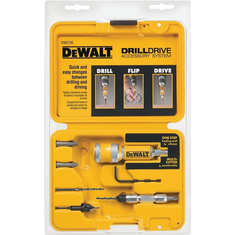 DEWALT DW2730 Drill Drive Set, 8-Piece, Steel, Black Oxide