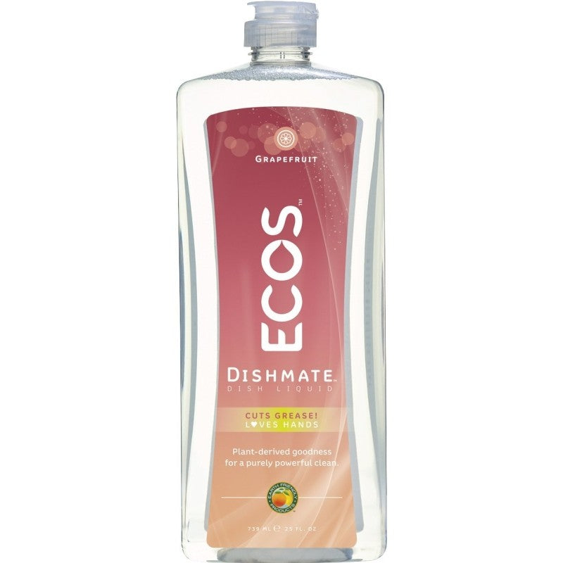 Ecos 9722/6 Dishwashing Liquid, 25 oz, Gel, Grape, Clear/Light Yellow