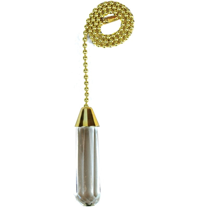 Jandorf 60316 Acrylic Cylinder Pull Chain, 12 in L Chain, Solid Brass