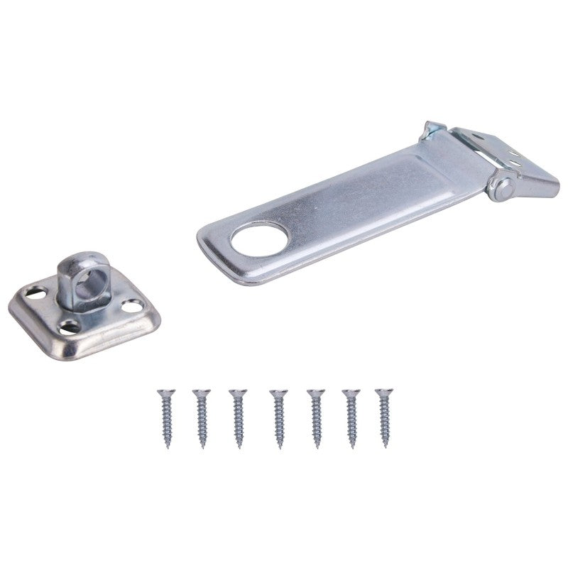 ProSource BH-707ZP3L-PS Safety Hasp, 4-1/2 in L, 4-1/2 in W, Steel, Zinc, 3/8 in Dia Shackle, Swivel Staple