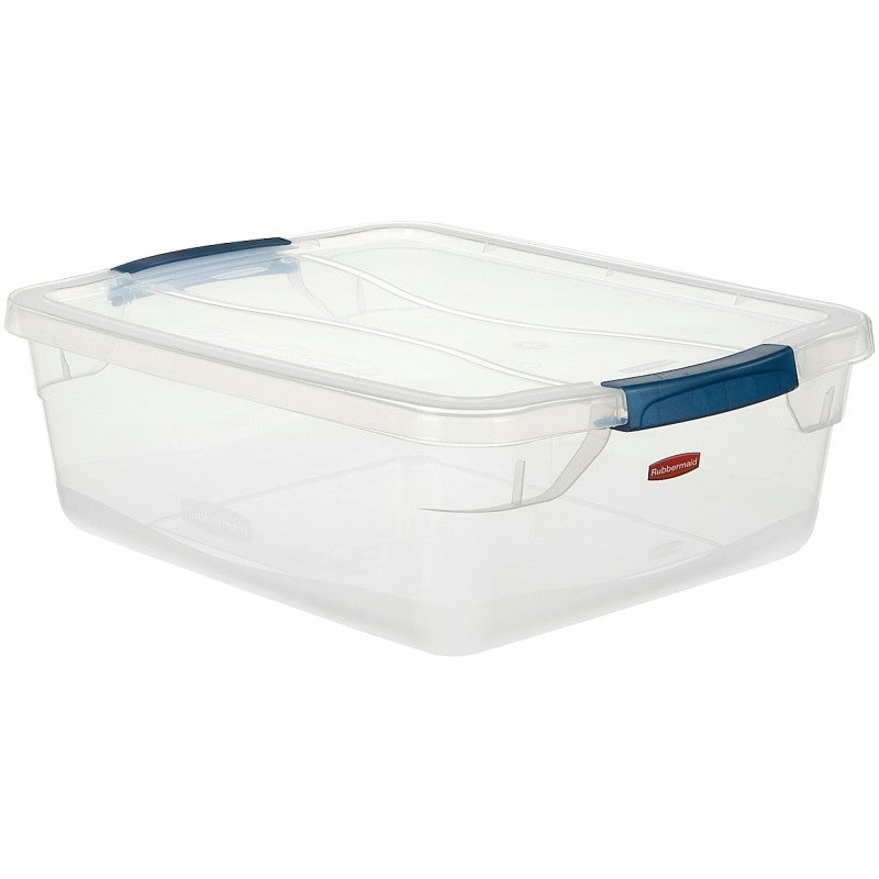 Rubbermaid Clever Store RMCC160000 Series Storage Container, 15 qt Capacity, Plastic, Clear, 18-3/4 in L, 13.375 in W