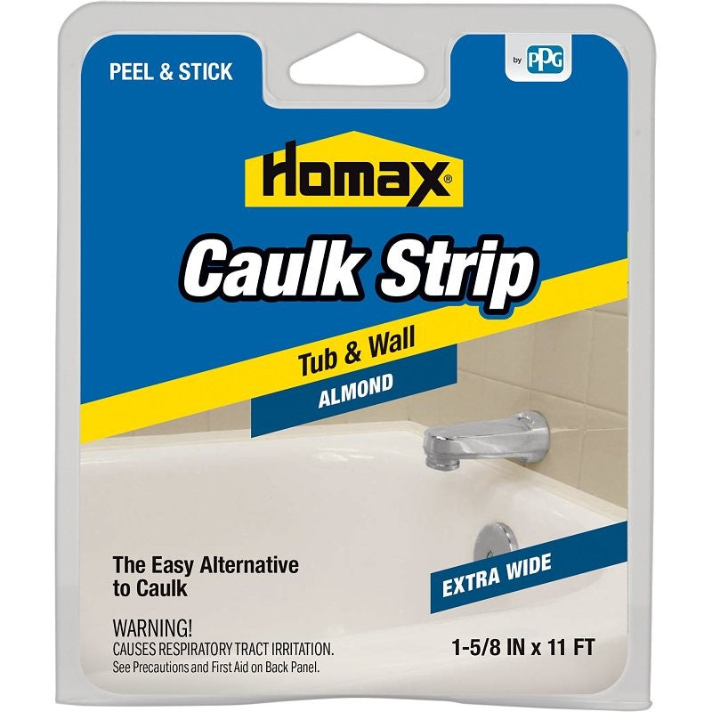 Homax 34015 Caulking Strip, White, 120 deg F, 7/8 in W X 11 ft L
