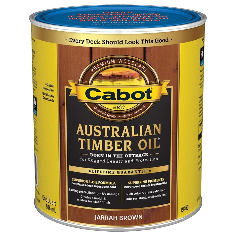Cabot 140.0019460.005 Australian Timber Oil, Jarrah Brown, Liquid, 1 qt, Can