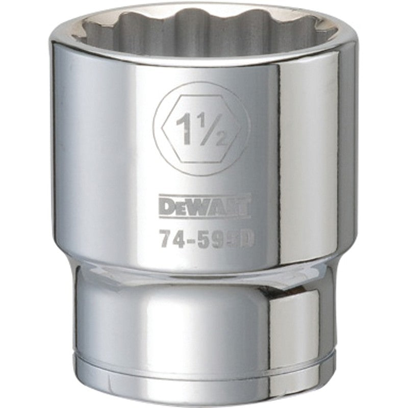 DEWALT DWMT74595OSP Drive Socket, 1-1/2 in Socket, 3/4 in Drive, 12-Point, Vanadium Steel, Polished Chrome