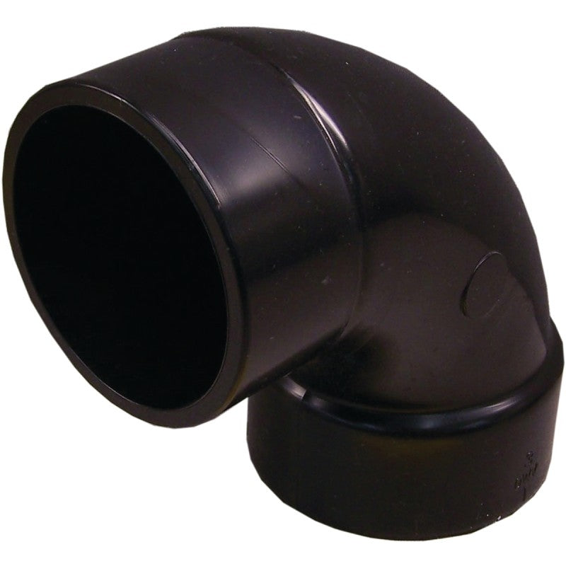 Canplas 102453LBC Sanitary Street Pipe Elbow, 3 in, Spigot x Hub, 90 deg Angle, ABS, Black