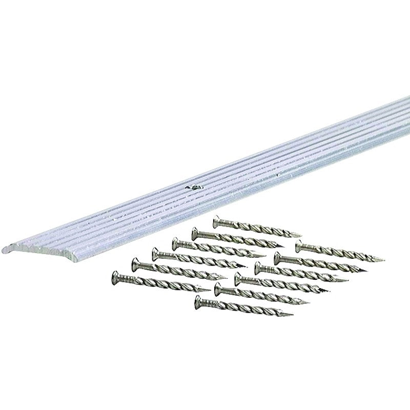 M-D 78048 Seam Binder, 36 in L, 3/4 in W, Fluted Surface, Aluminum, Mill/Silver