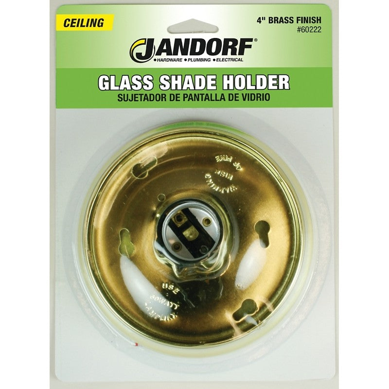 Jandorf 60222 Glass Shade Holder, 4 in H Dimensions, 250 V, 60W, Brass Housing Material